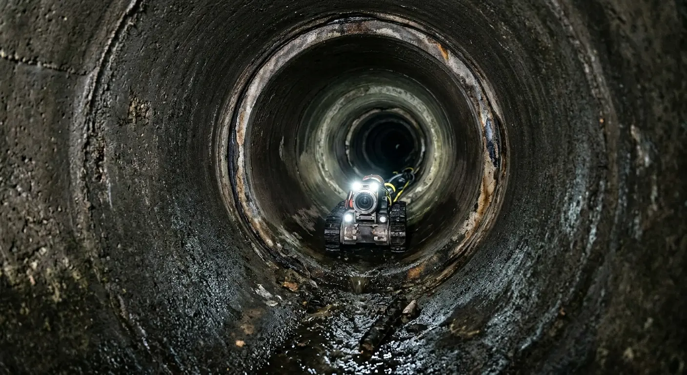 Robotic sewer camera inspecting pipe interior for Sewer Line Repair in North Laurel